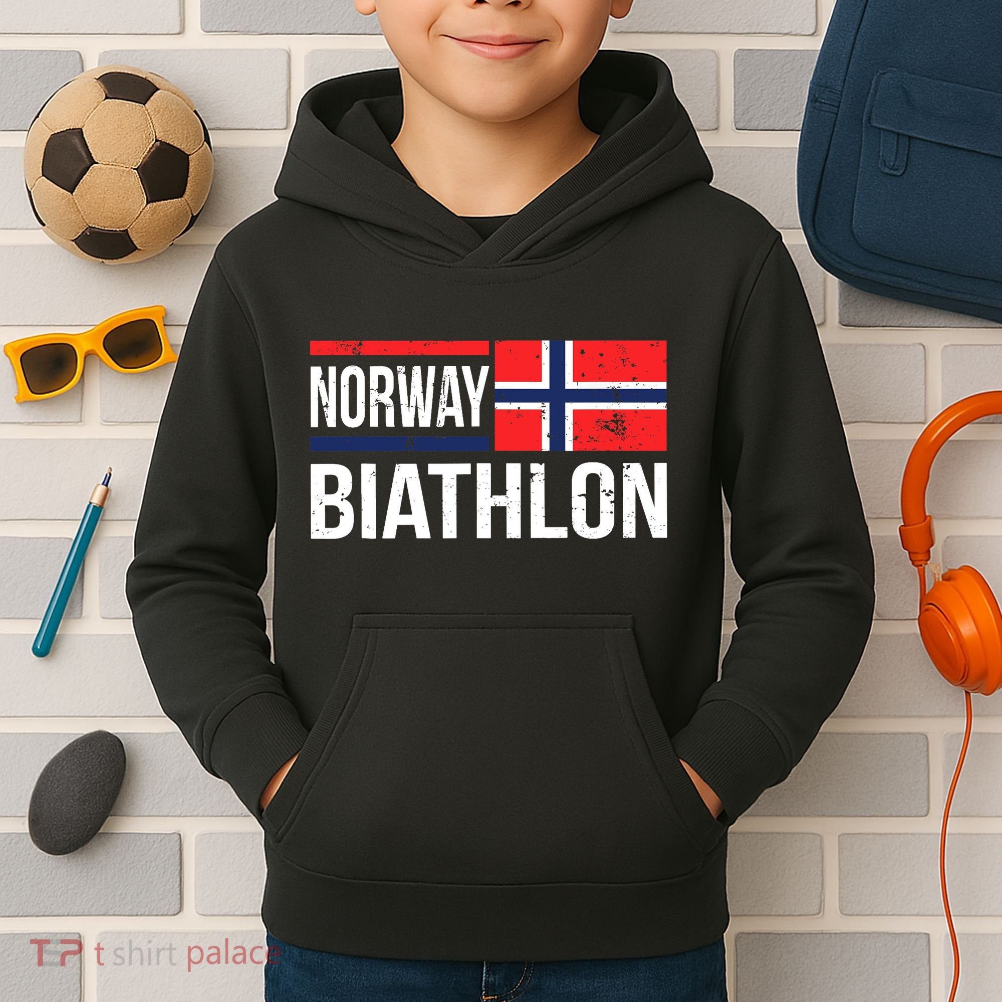 Norway Biathlon Target Skiing Shooting Competition Biathlete Kids Hoodie