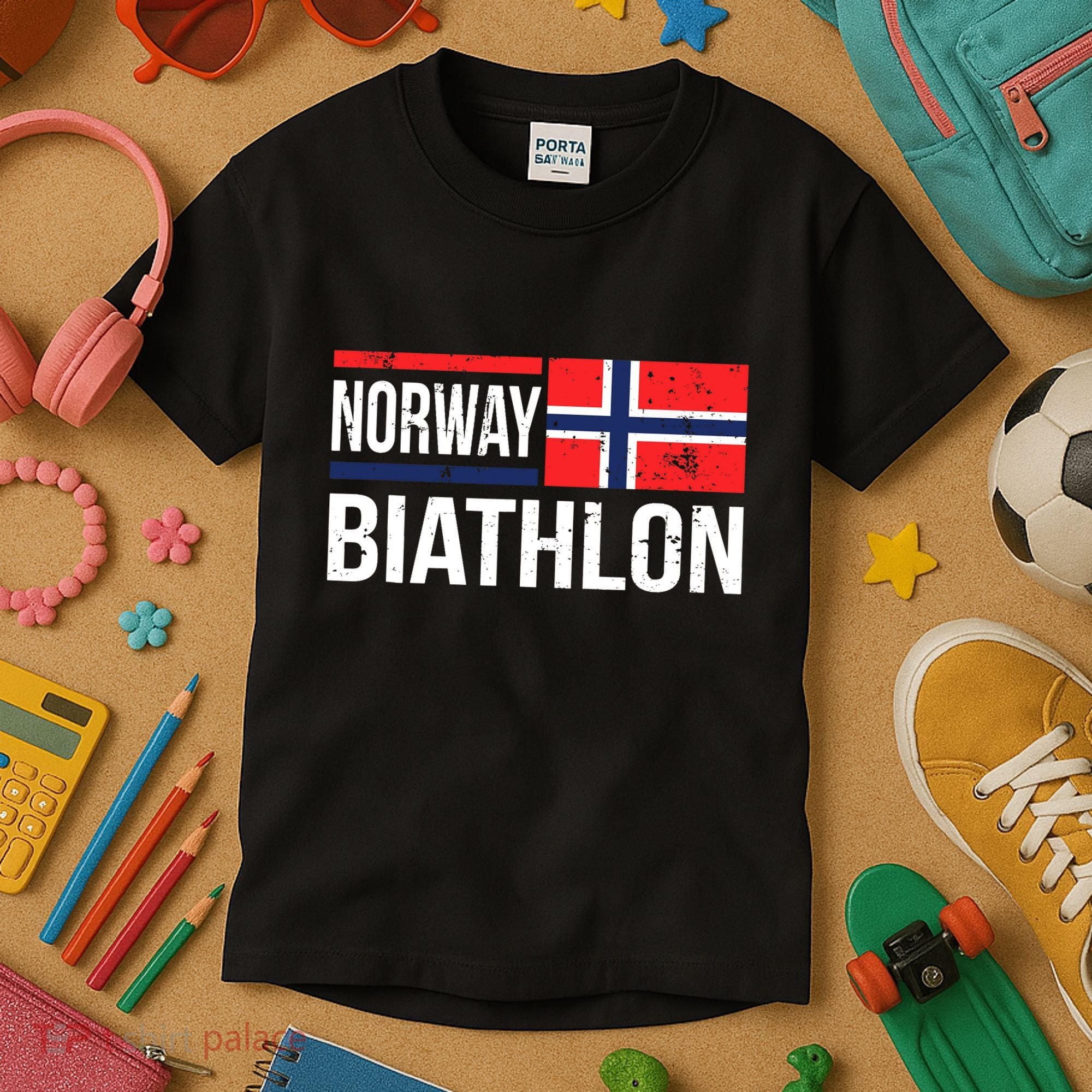Norway Biathlon Target Skiing Shooting Competition Biathlete Kids T-Shirt