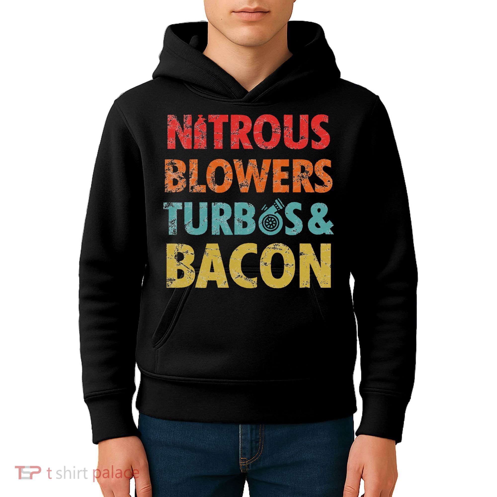 Nitrous Blowers Turbos And Bacon Kids Hoodie