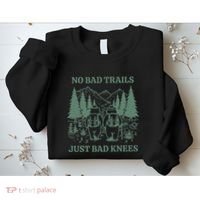 No Bad Trails Just Bad Knees Retro Hiking Bears Funny Gift Sweatshirt thumb 2