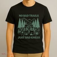 No Bad Trails Just Bad Knees Retro Hiking Bears Funny Gift T-Shirt thumb 3