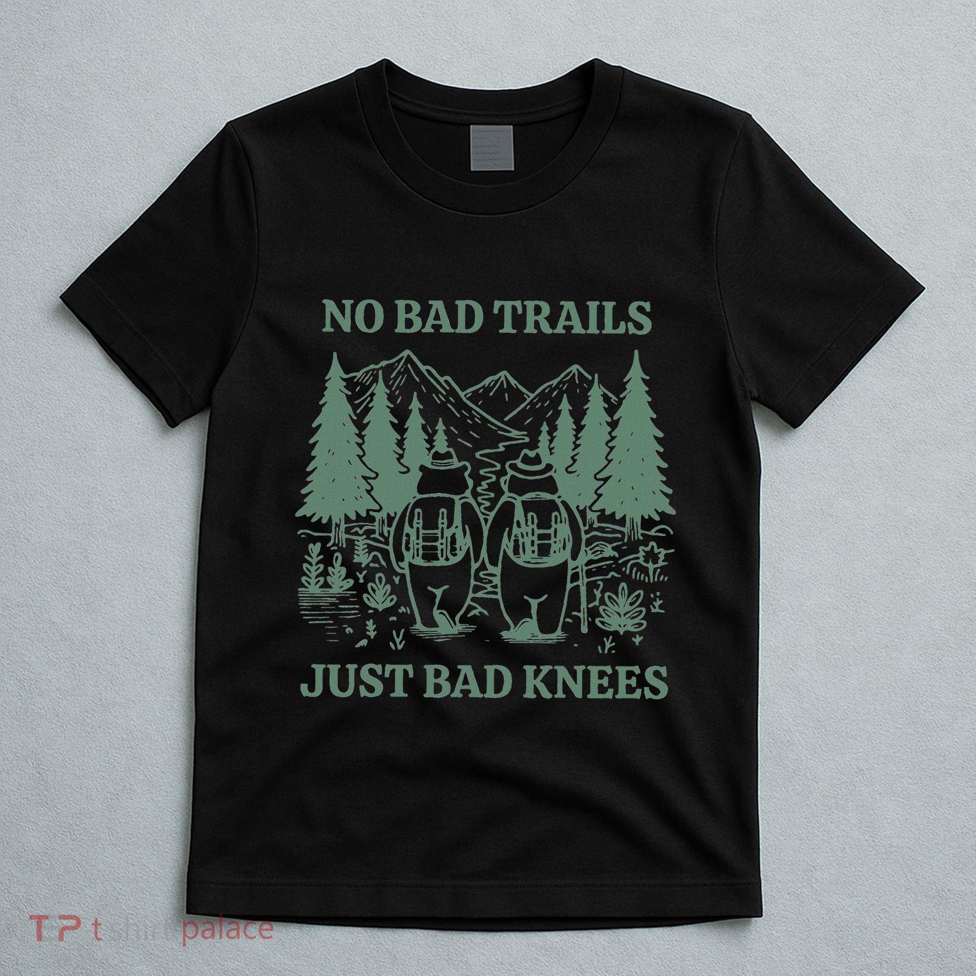 No Bad Trails Just Bad Knees Retro Hiking Bears Funny Gift T-Shirt