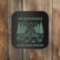 No Bad Trails Just Bad Knees Retro Hiking Bears Funny Gift Coaster thumb 0