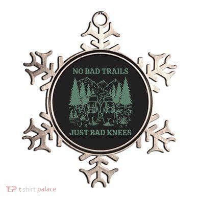 No Bad Trails Just Bad Knees Retro Hiking Bears Funny Gift Ornament