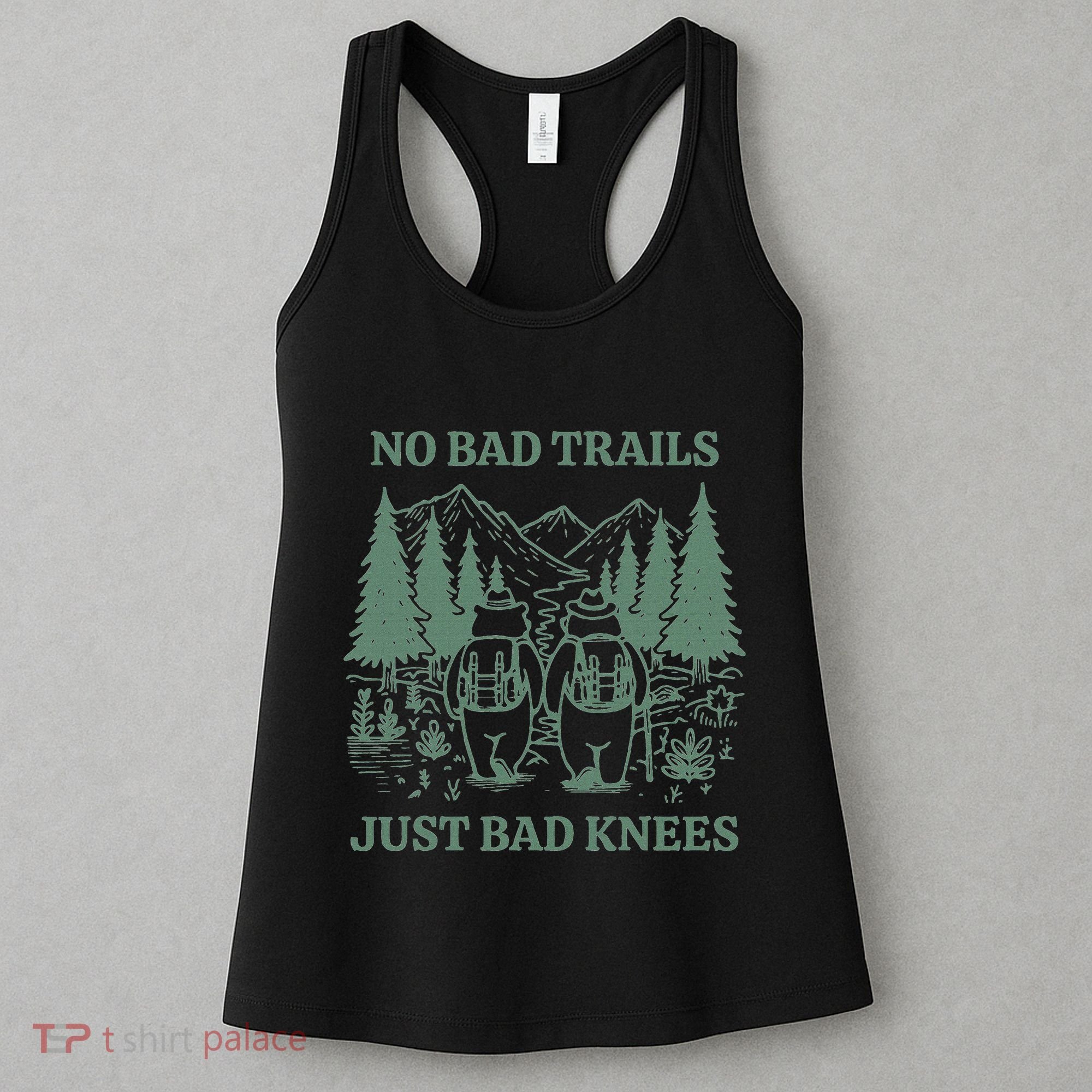 No Bad Trails Just Bad Knees Retro Hiking Bears Funny Gift Women's Tank Top