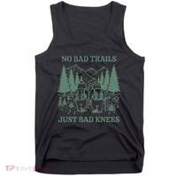 No Bad Trails Just Bad Knees Retro Hiking Bears Funny Gift Tank Top thumb 0