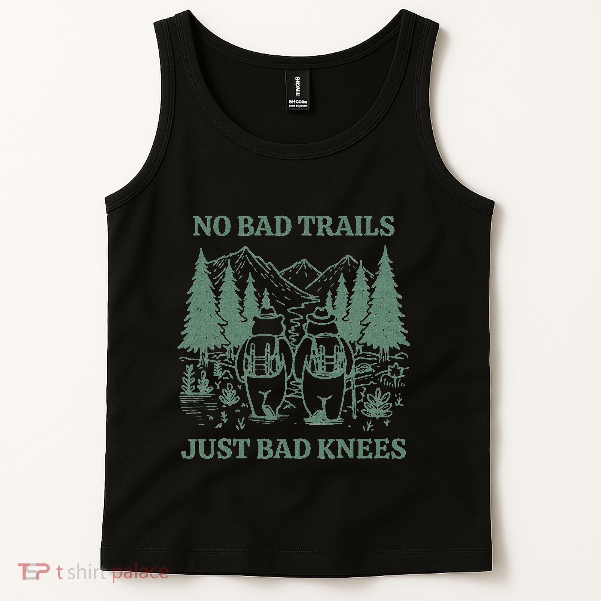No Bad Trails Just Bad Knees Retro Hiking Bears Funny Gift Tank Top
