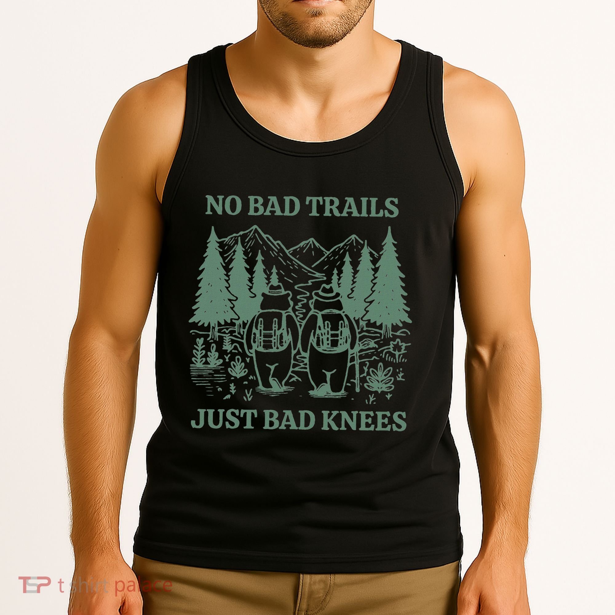 No Bad Trails Just Bad Knees Retro Hiking Bears Funny Gift Tank Top