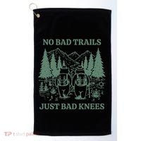 No Bad Trails Just Bad Knees Retro Hiking Bears Funny Gift Golf Towel thumb 0