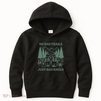 No Bad Trails Just Bad Knees Retro Hiking Bears Funny Gift Kids Hoodie thumb 0