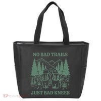 No Bad Trails Just Bad Knees Retro Hiking Bears Funny Gift Tote Bag thumb 0