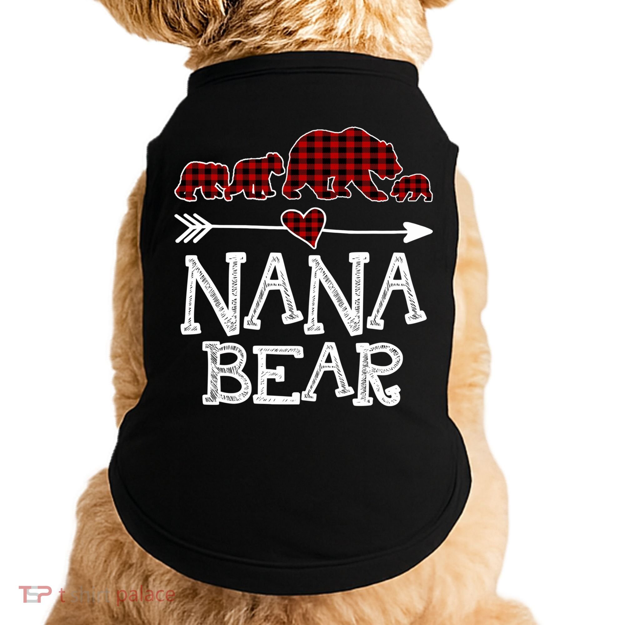 Nana Bear Three Cubs Red Plaid Mama Christmas Pajama Gift Doggie Tank