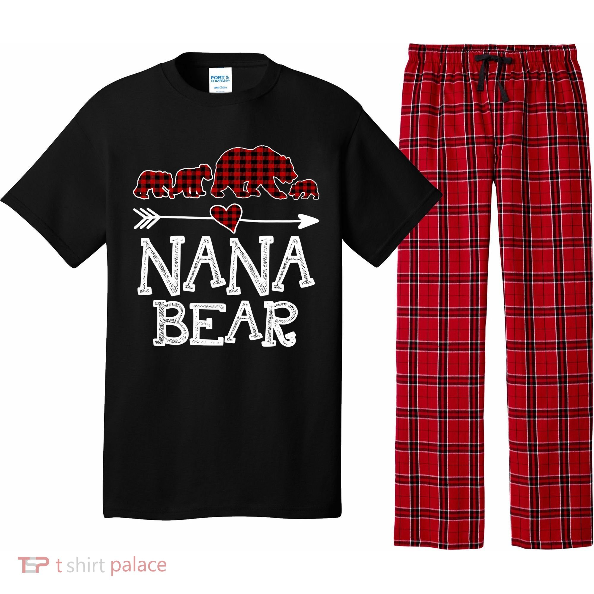 Nana Bear Three Cubs Red Plaid Mama Christmas Pajama Gift Pajama Set