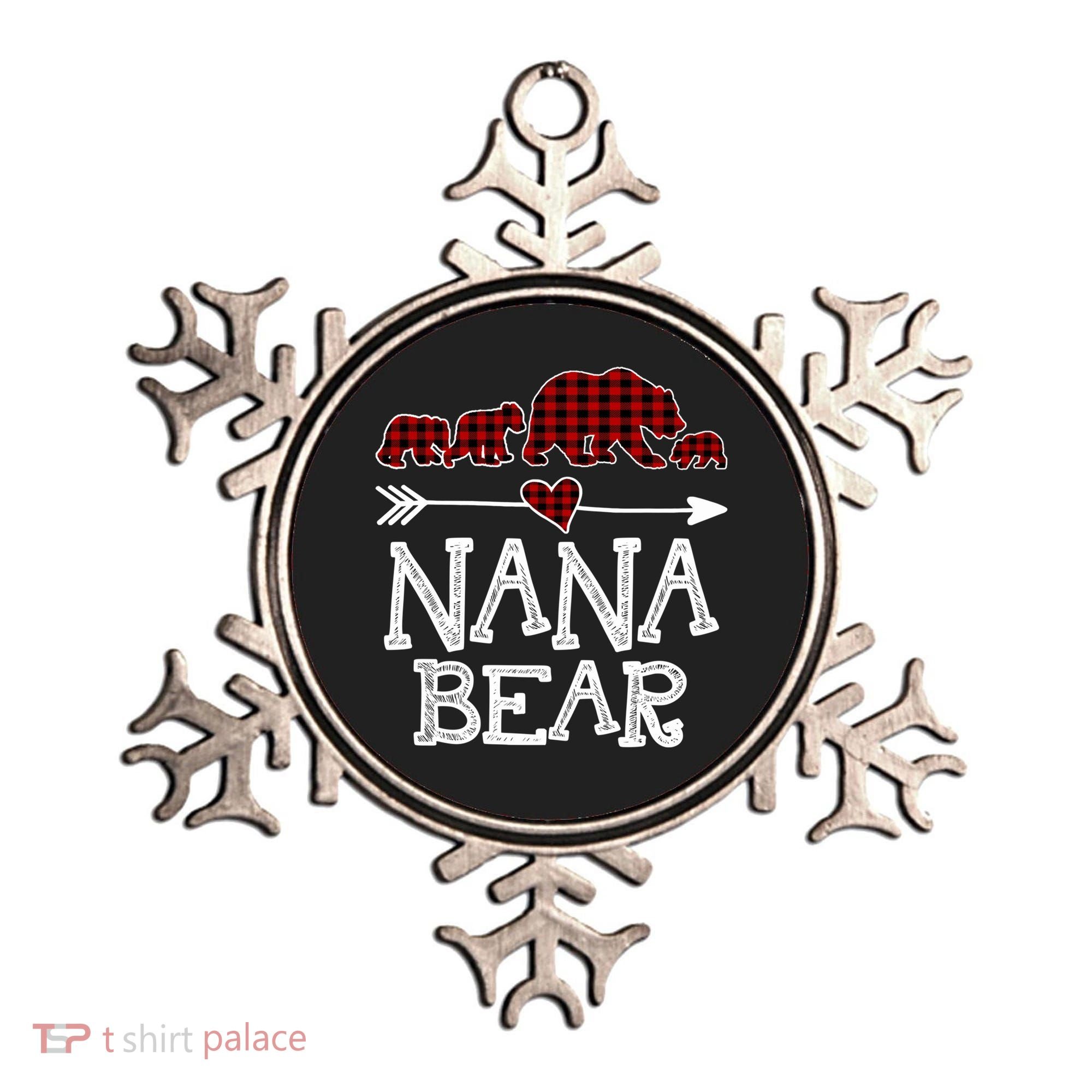Nana Bear Three Cubs Red Plaid Mama Christmas Pajama Gift Ornament