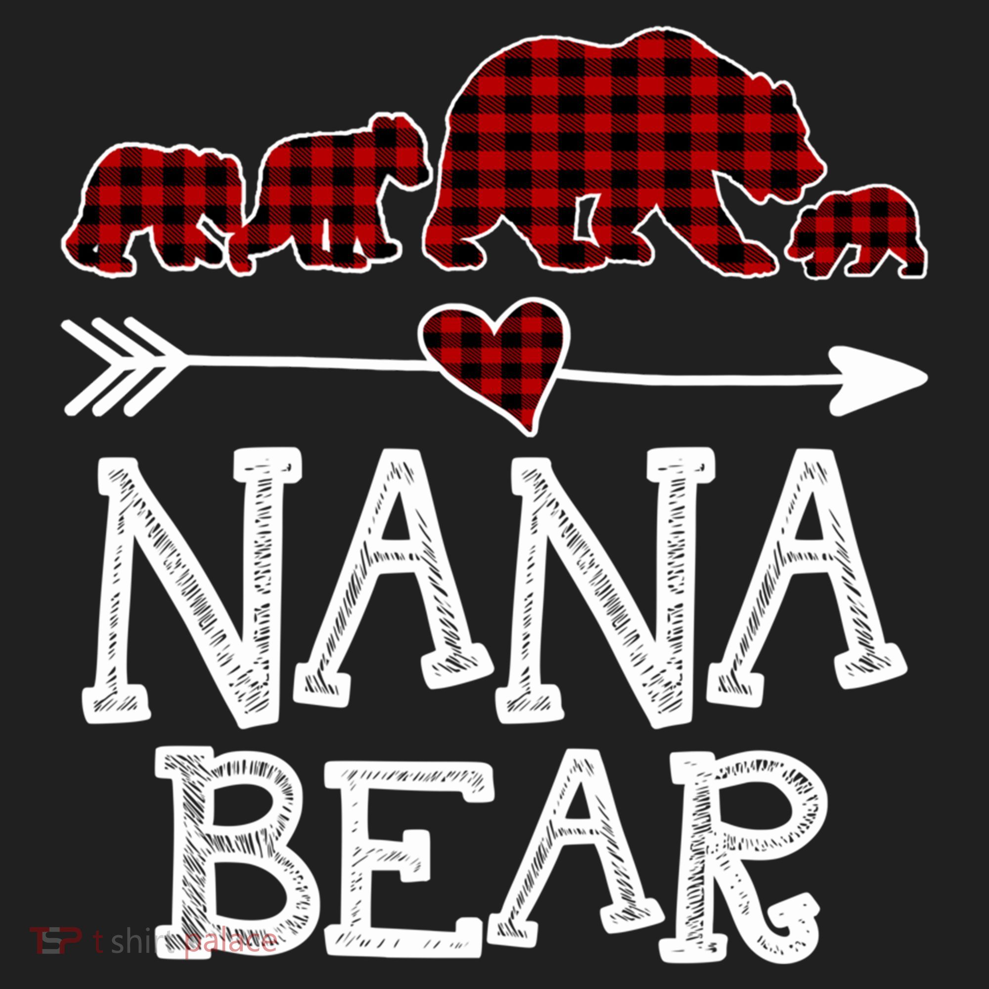 Nana Bear Three Cubs Red Plaid Mama Christmas Pajama Gift Hat