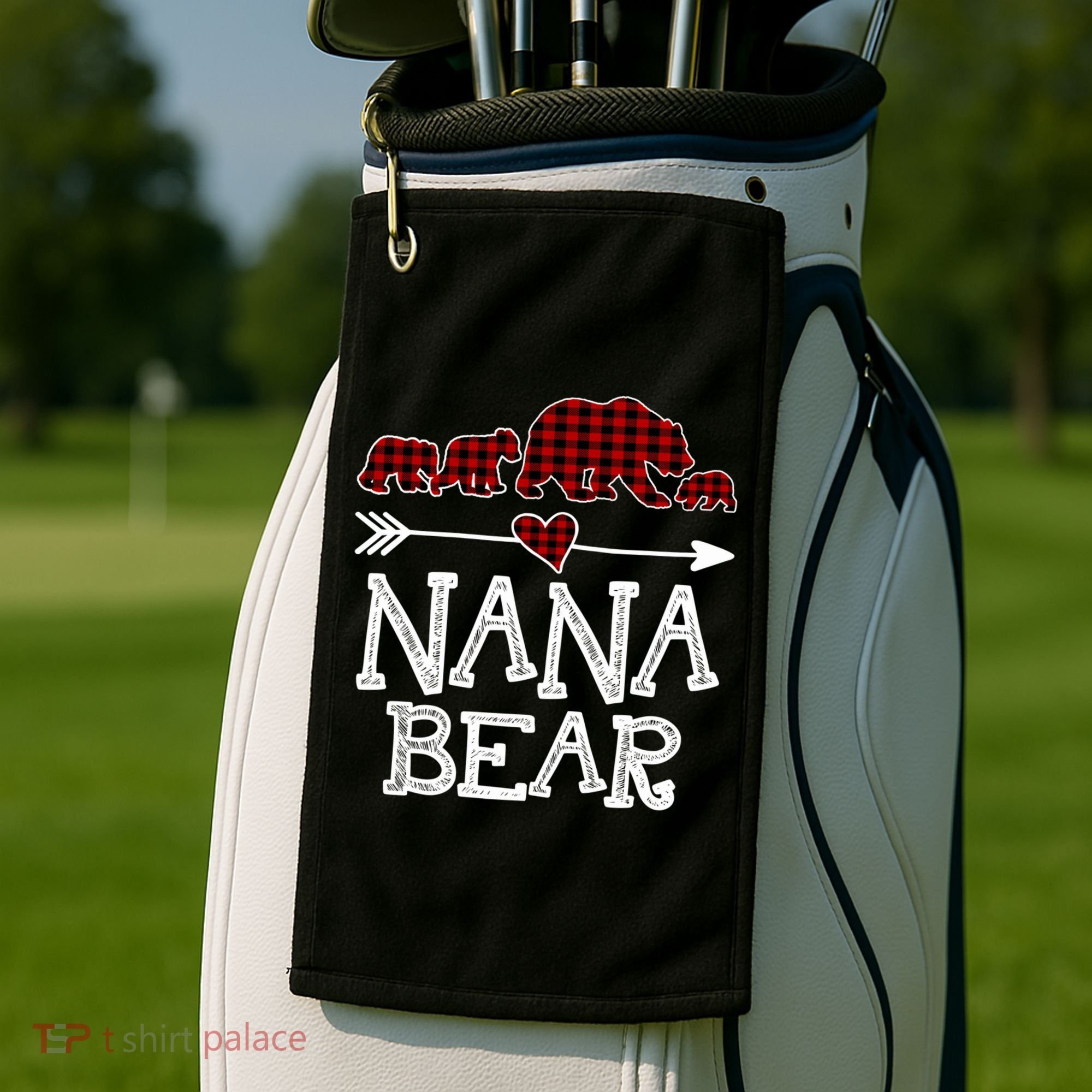 Nana Bear Three Cubs Red Plaid Mama Christmas Pajama Gift Golf Towel