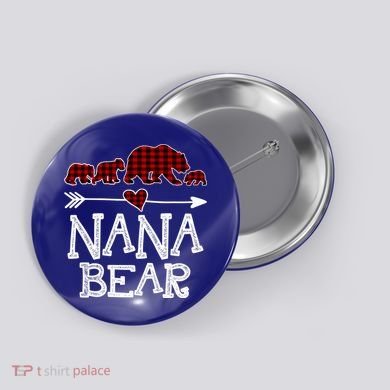 Nana Bear Three Cubs Red Plaid Mama Christmas Pajama Gift Button
