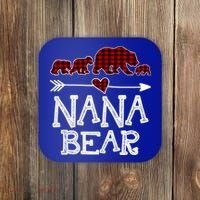 Nana Bear Three Cubs Red Plaid Mama Christmas Pajama Gift Coaster thumb 0