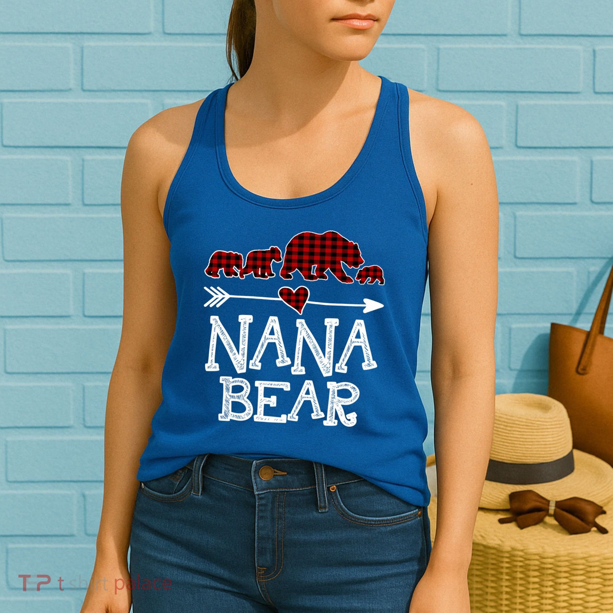 Nana Bear Three Cubs Red Plaid Mama Christmas Pajama Gift Women's Tank Top