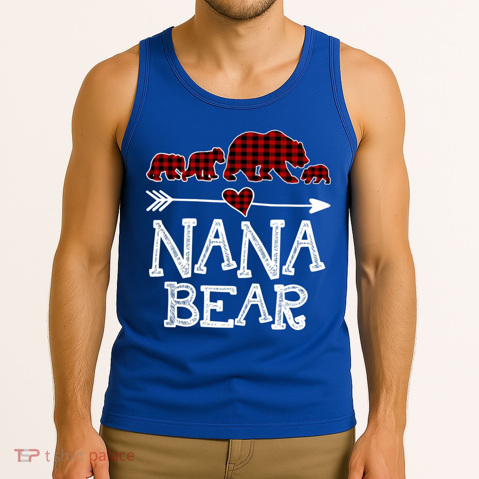 Nana Bear Three Cubs Red Plaid Mama Christmas Pajama Gift Tank Top