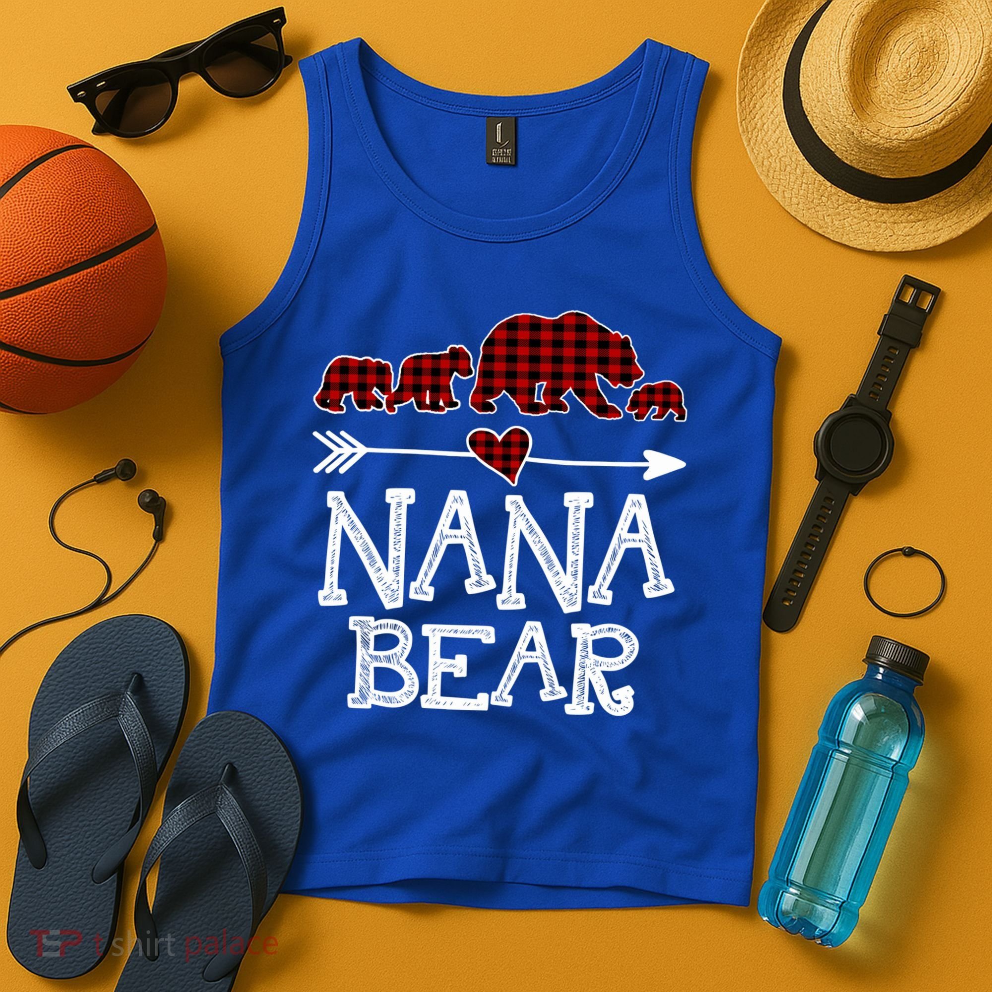 Nana Bear Three Cubs Red Plaid Mama Christmas Pajama Gift Tank Top