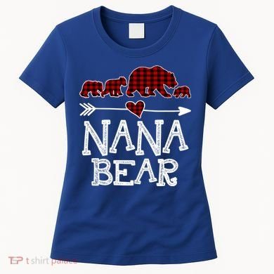 Nana Bear Three Cubs Red Plaid Mama Christmas Pajama Gift Women's T-Shirt