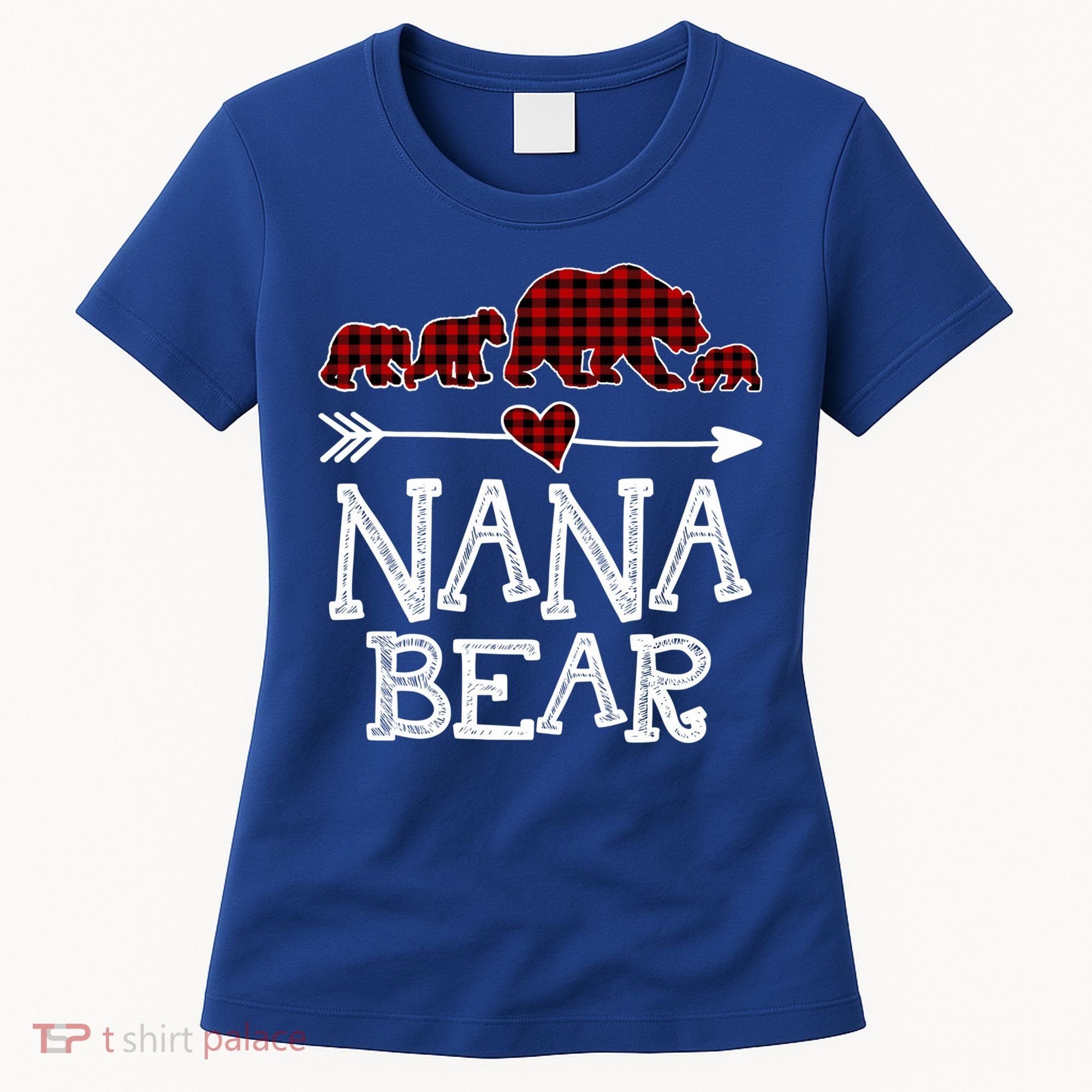 Nana Bear Three Cubs Red Plaid Mama Christmas Pajama Gift Women's T-Shirt