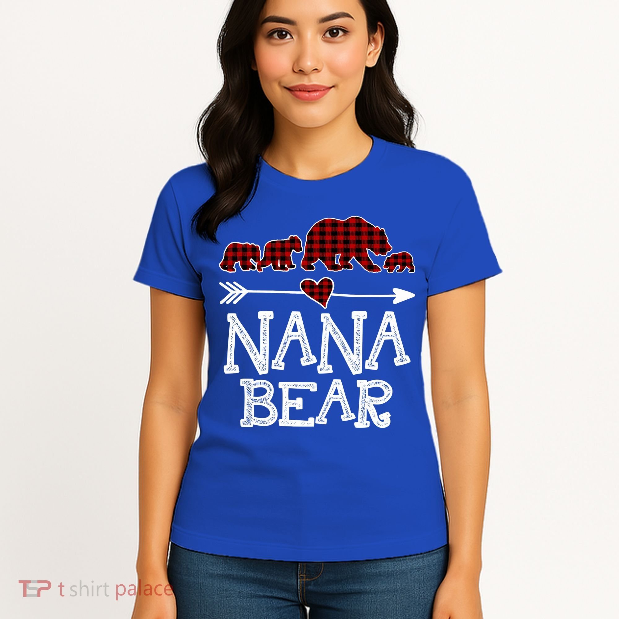 Nana Bear Three Cubs Red Plaid Mama Christmas Pajama Gift Women's T-Shirt