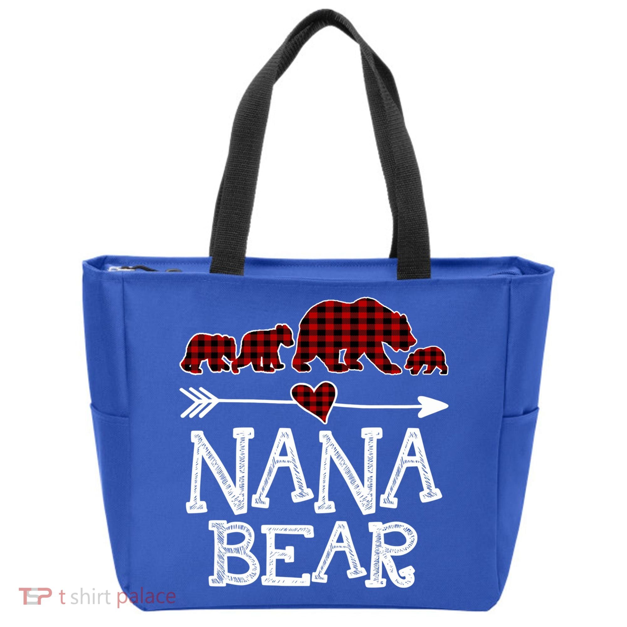 Nana Bear Three Cubs Red Plaid Mama Christmas Pajama Gift Tote Bag