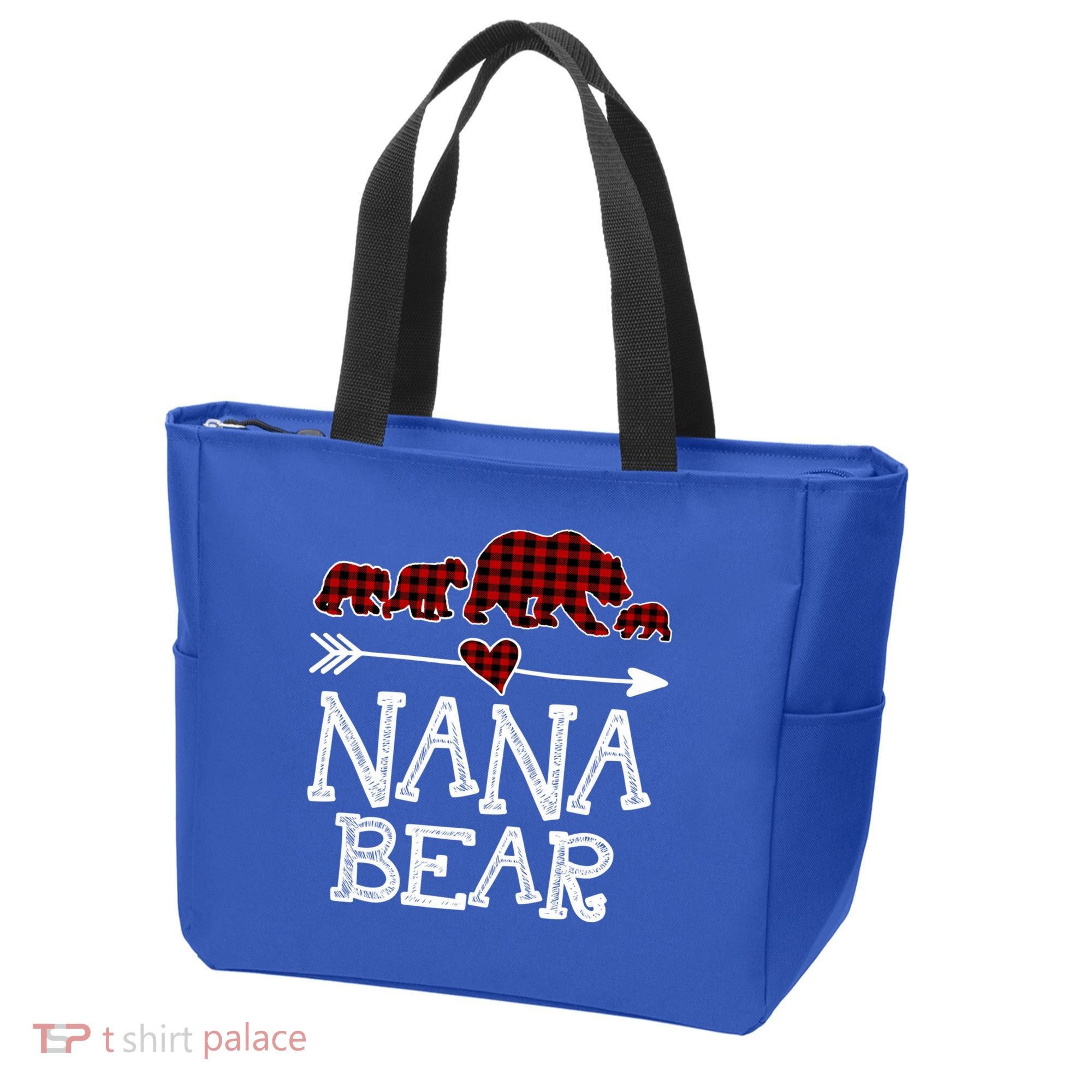 Nana Bear Three Cubs Red Plaid Mama Christmas Pajama Gift Tote Bag