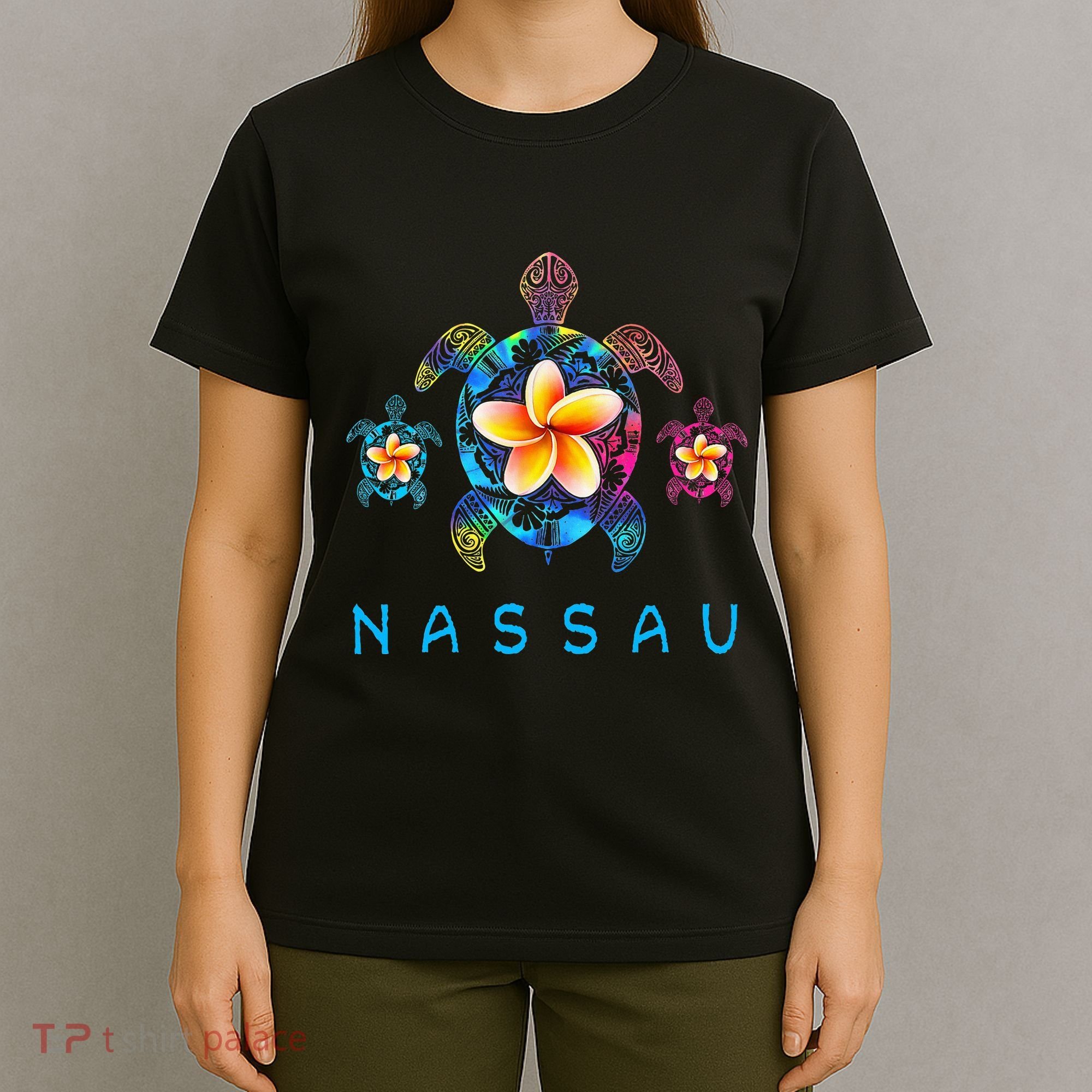 Nassau Bahamas Tribal Tie Dye Sea Turtle T-Shirt