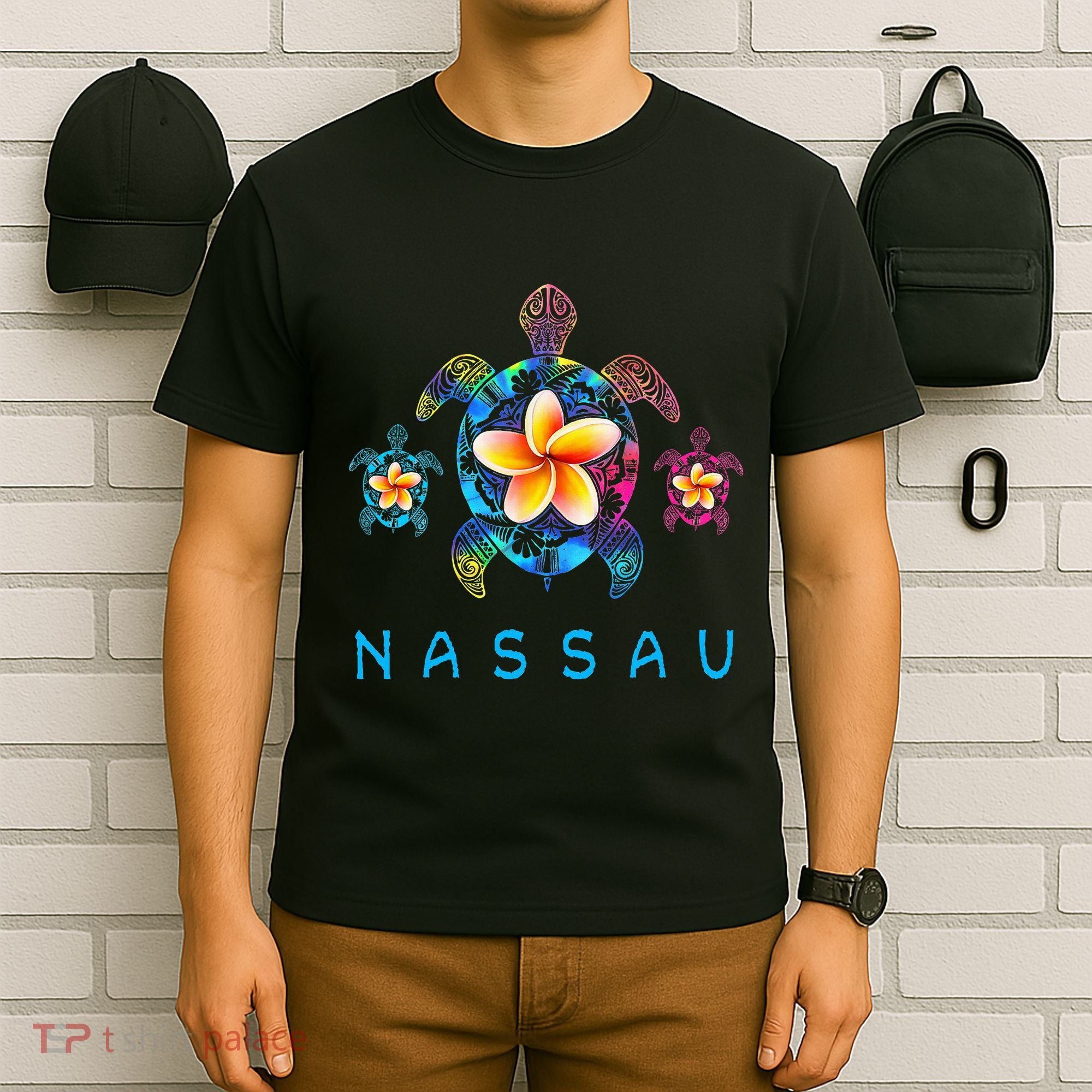 Nassau Bahamas Tribal Tie Dye Sea Turtle T-Shirt