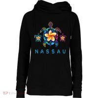 Nassau Bahamas Tribal Tie Dye Sea Turtle Womens Funnel Neck Pullover Hood thumb 0