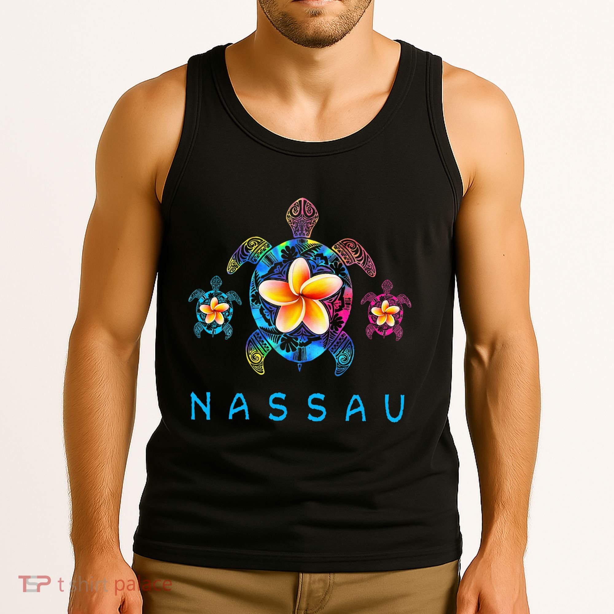 Nassau Bahamas Tribal Tie Dye Sea Turtle Tank Top