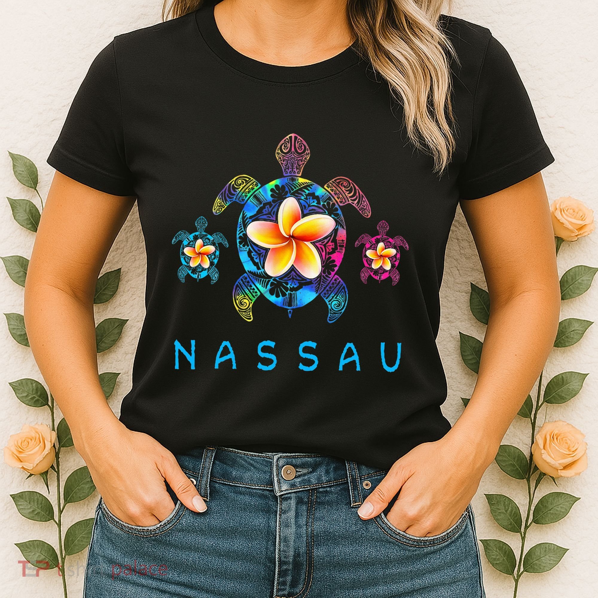 Nassau Bahamas Tribal Tie Dye Sea Turtle Women's T-Shirt