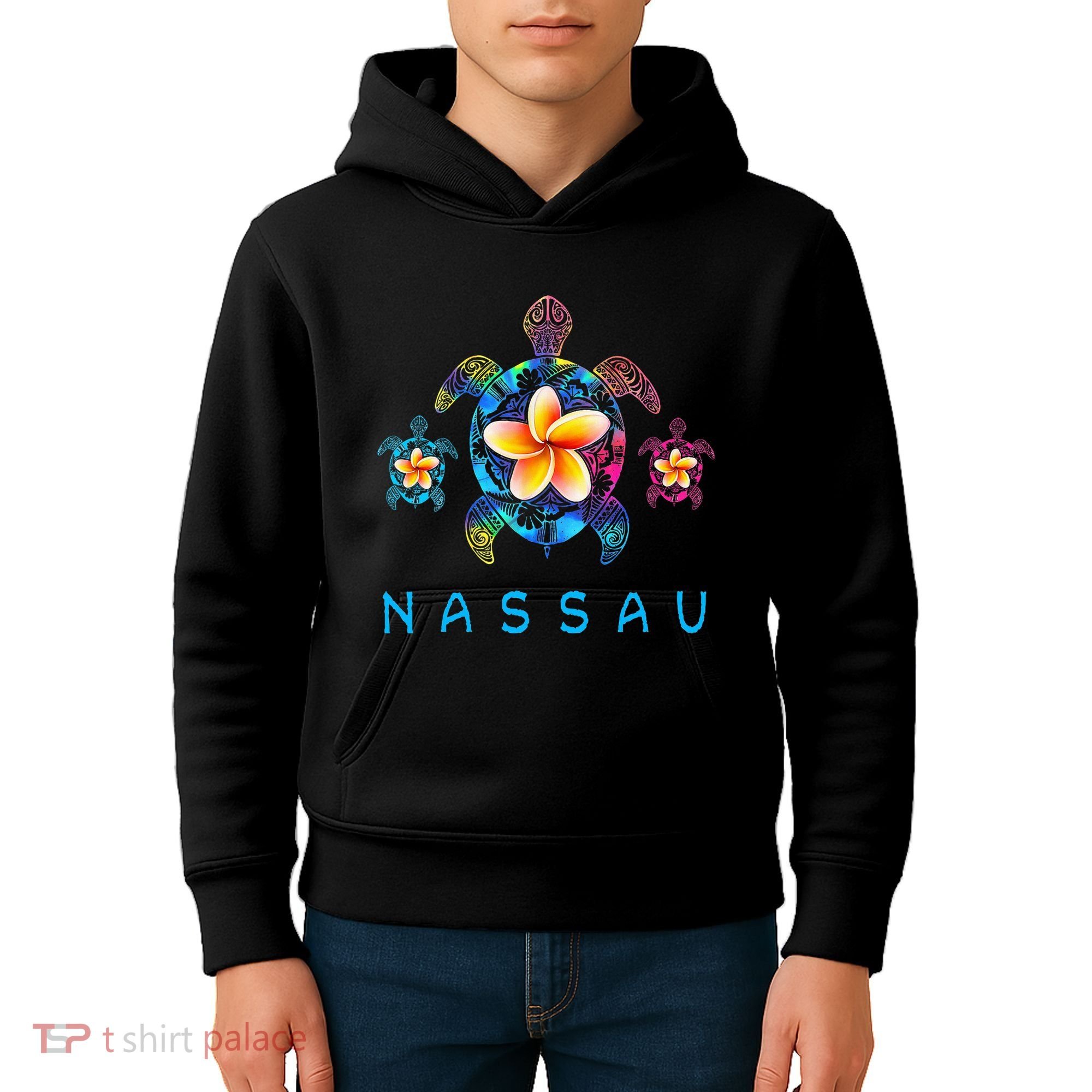 Nassau Bahamas Tribal Tie Dye Sea Turtle Kids Hoodie