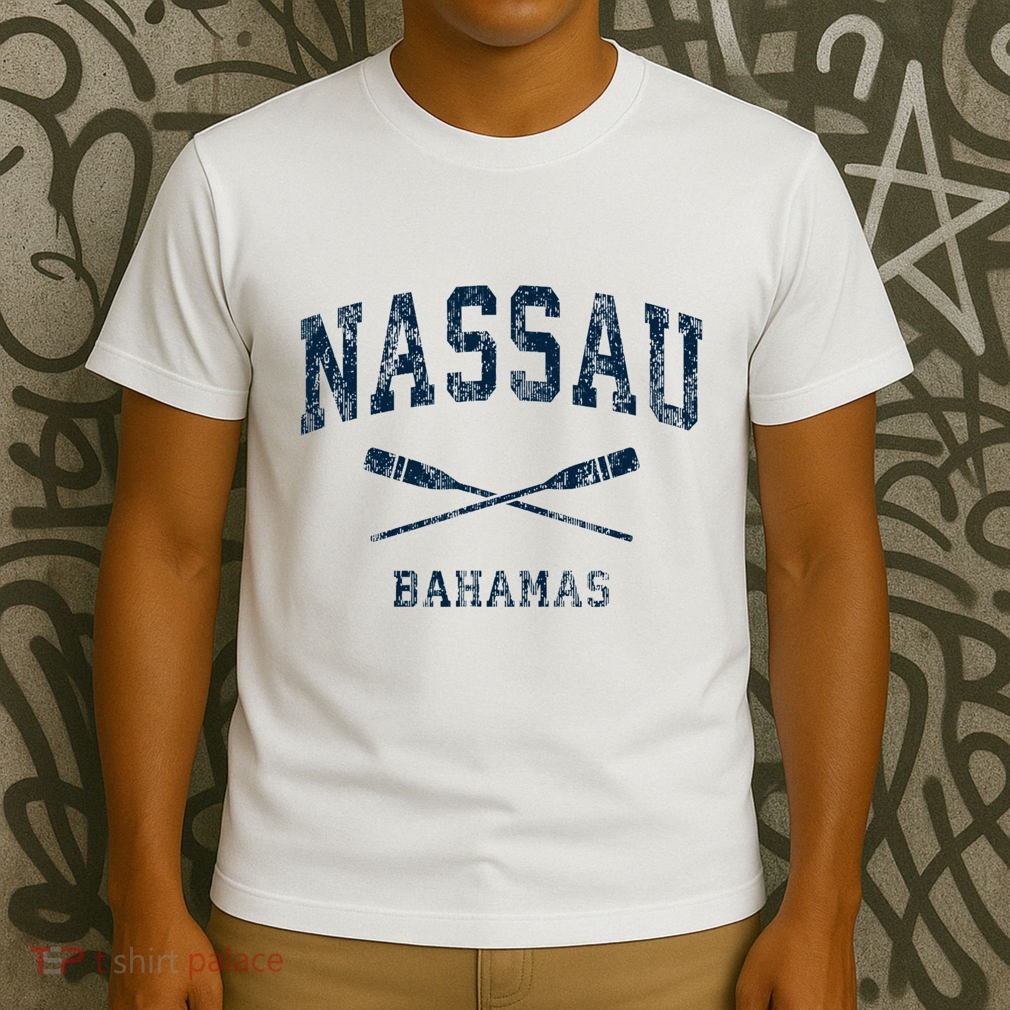 Nassau Bahamas Vintage Nautical Paddles Sports Oars T-Shirt