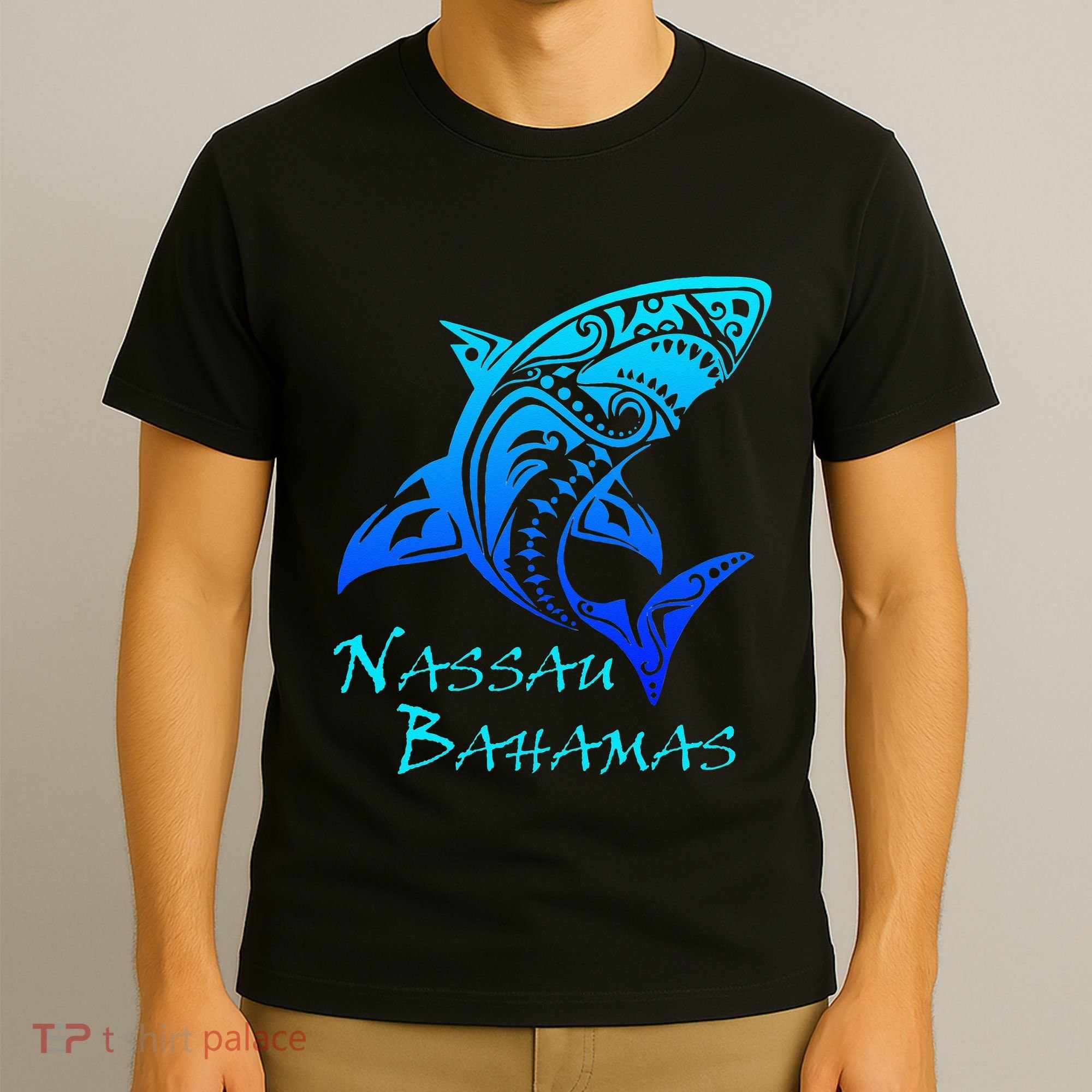 Nassau Bahamas Vintage Retro Tribal Shark Vacation T-Shirt