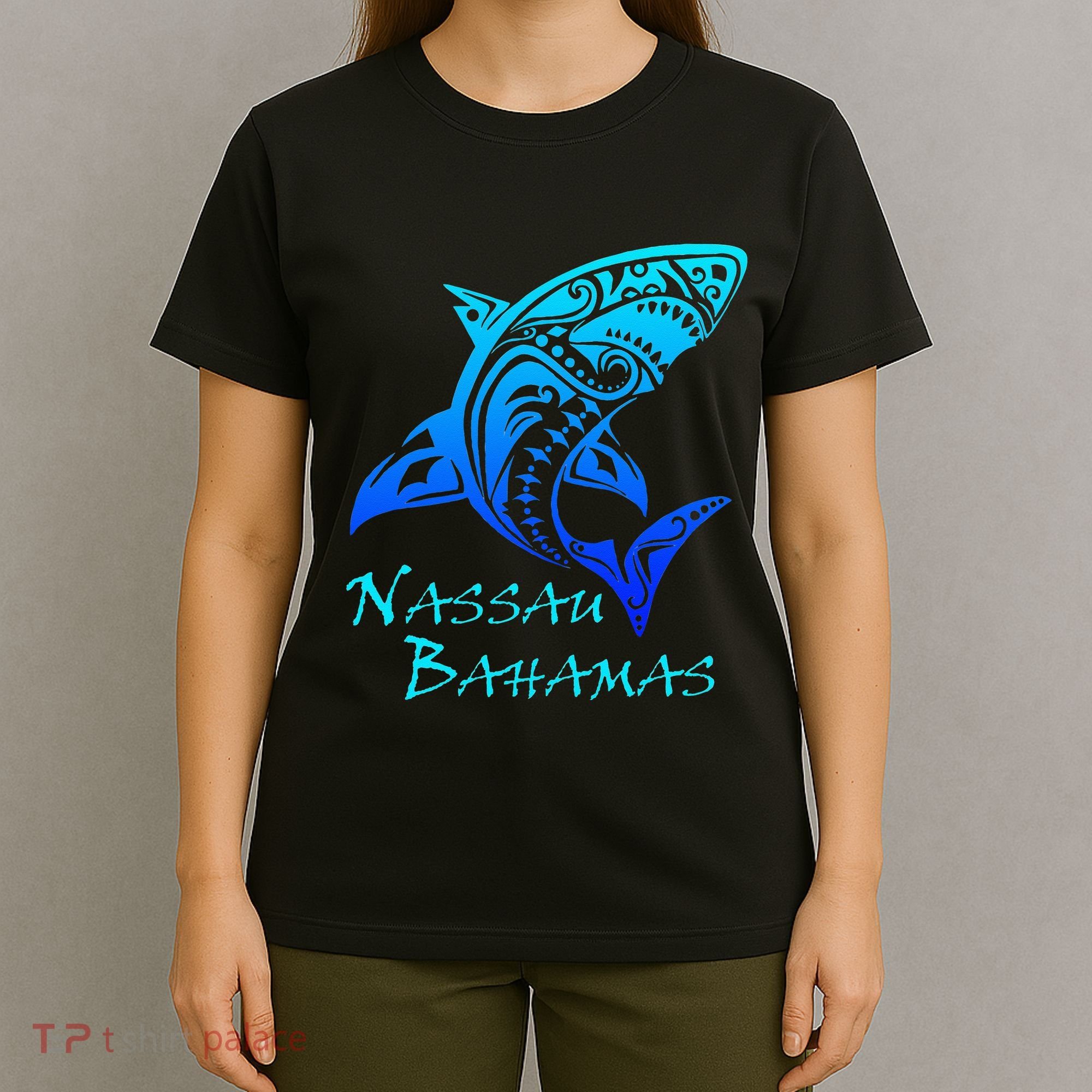 Nassau Bahamas Vintage Retro Tribal Shark Vacation T-Shirt