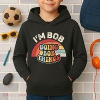 Name Bob Vintage IM Bob Doing Bob Things Kids Hoodie thumb 2