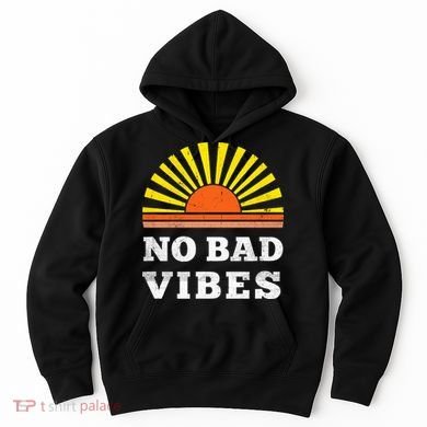 No Bad Vibes Retro Summer Sunset Think Positive Wellbeing Hoodie