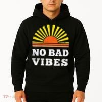 No Bad Vibes Retro Summer Sunset Think Positive Wellbeing Hoodie thumb 2