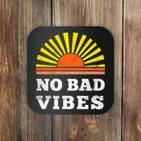 No Bad Vibes Retro Summer Sunset Think Positive Wellbeing Coaster thumb 0