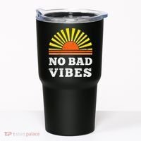 No Bad Vibes Retro Summer Sunset Think Positive Wellbeing Tumbler thumb 0