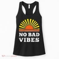 No Bad Vibes Retro Summer Sunset Think Positive Wellbeing Women's Tank Top thumb 0