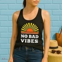 No Bad Vibes Retro Summer Sunset Think Positive Wellbeing Women's Tank Top thumb 2