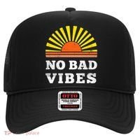No Bad Vibes Retro Summer Sunset Think Positive Wellbeing Hat thumb 0