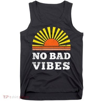 No Bad Vibes Retro Summer Sunset Think Positive Wellbeing Tank Top