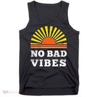 No Bad Vibes Retro Summer Sunset Think Positive Wellbeing Tank Top thumb 0