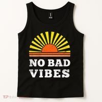 No Bad Vibes Retro Summer Sunset Think Positive Wellbeing Tank Top thumb 2